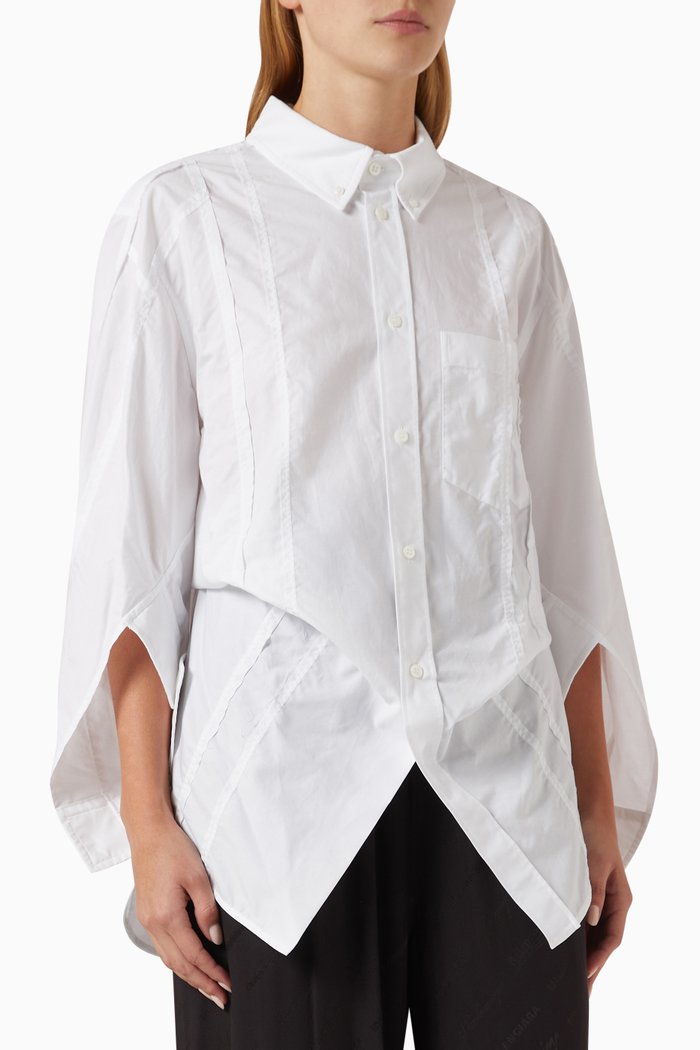 

DIY Twisted Sleeve Large-fit Shirt in Cotton, White