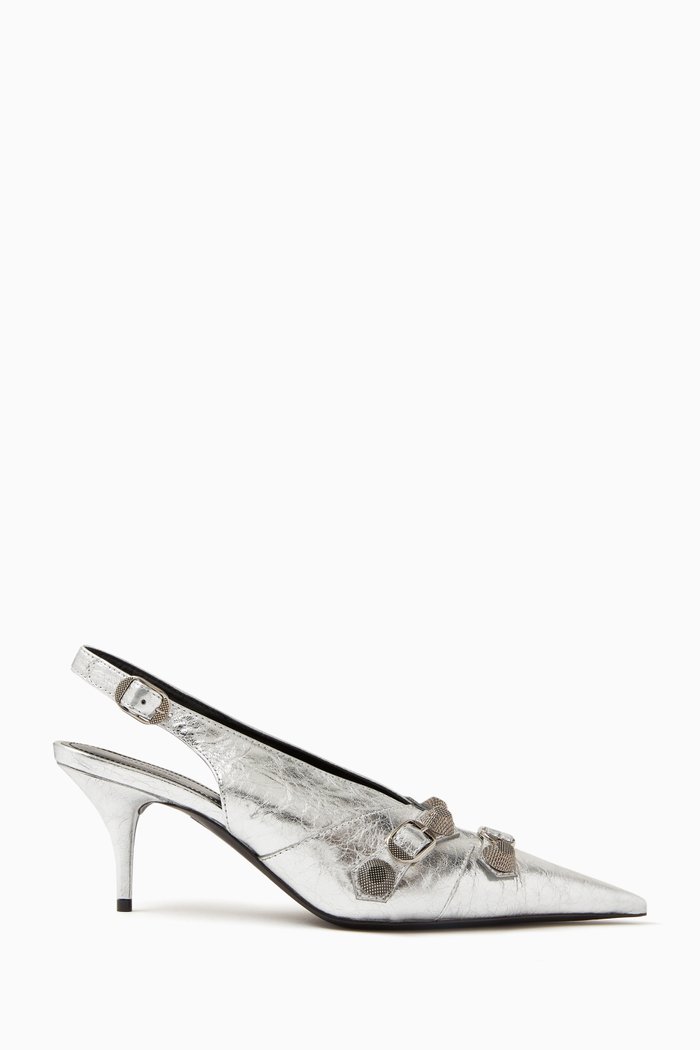 

Cagole 70 Slingback Pumps in Metallized leather, Silver