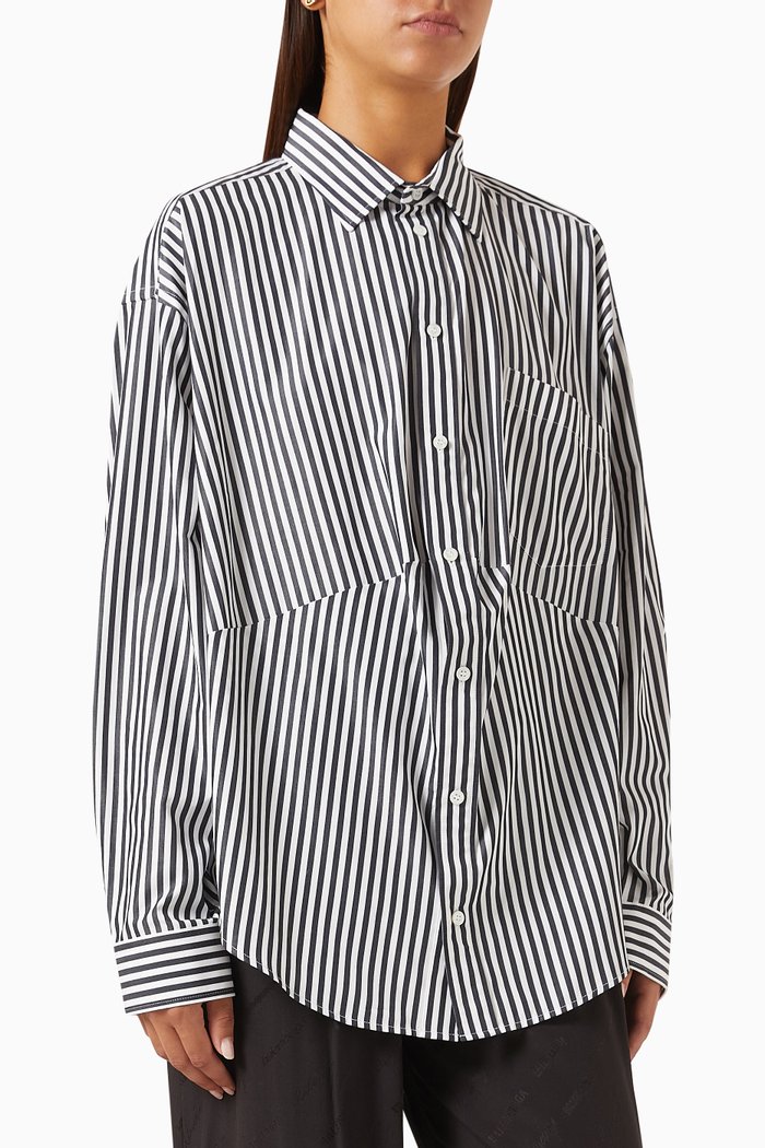 

Swing Large Fit Shirt in Cotton-poplin, Black