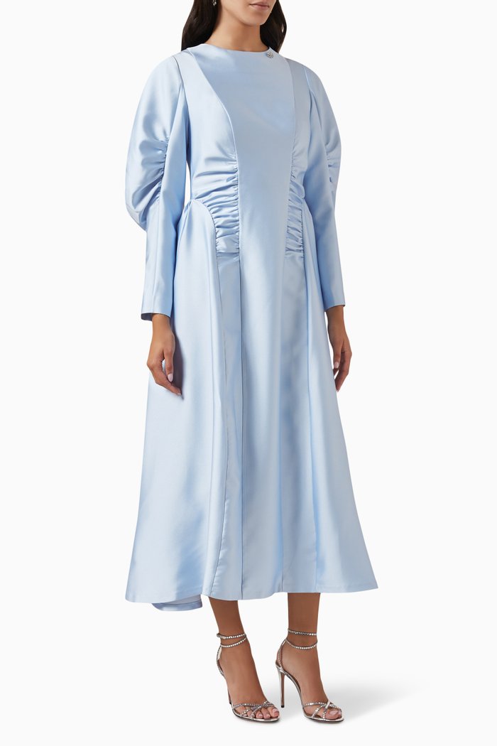 

Marysia Midi Dress in Satin, Blue