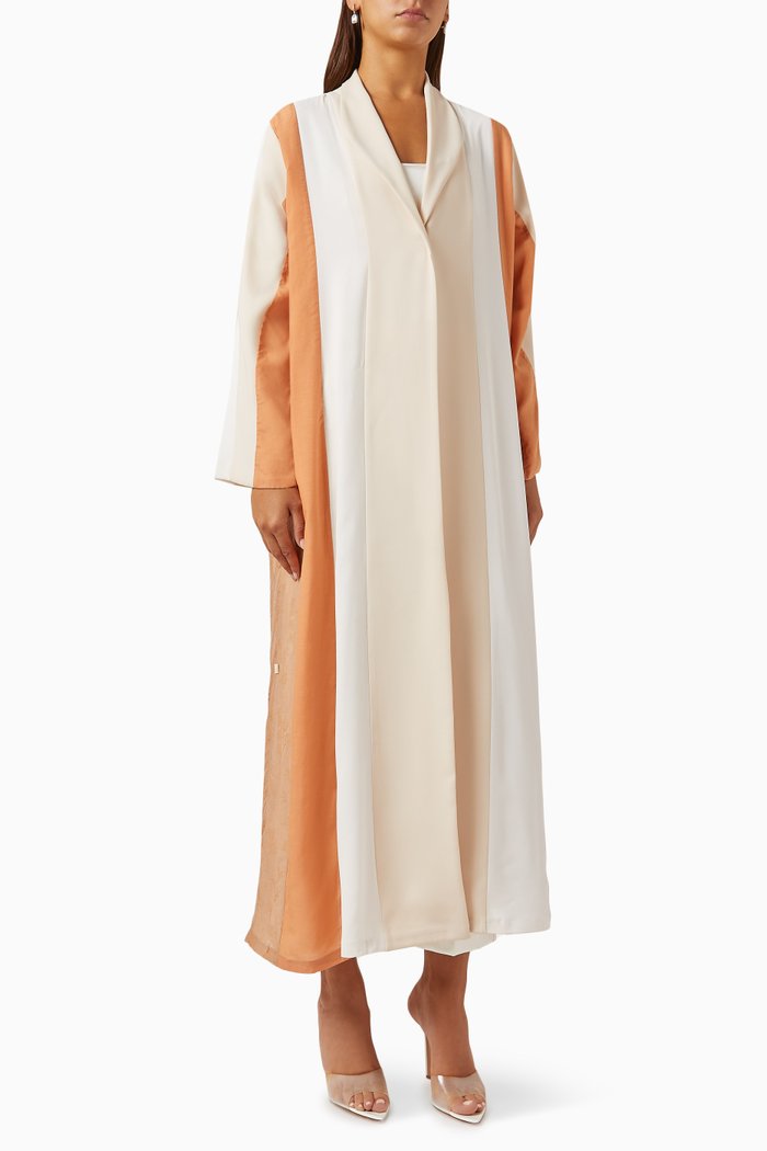 

Sustainable Zainah-cut Striped Abaya, Multicolour