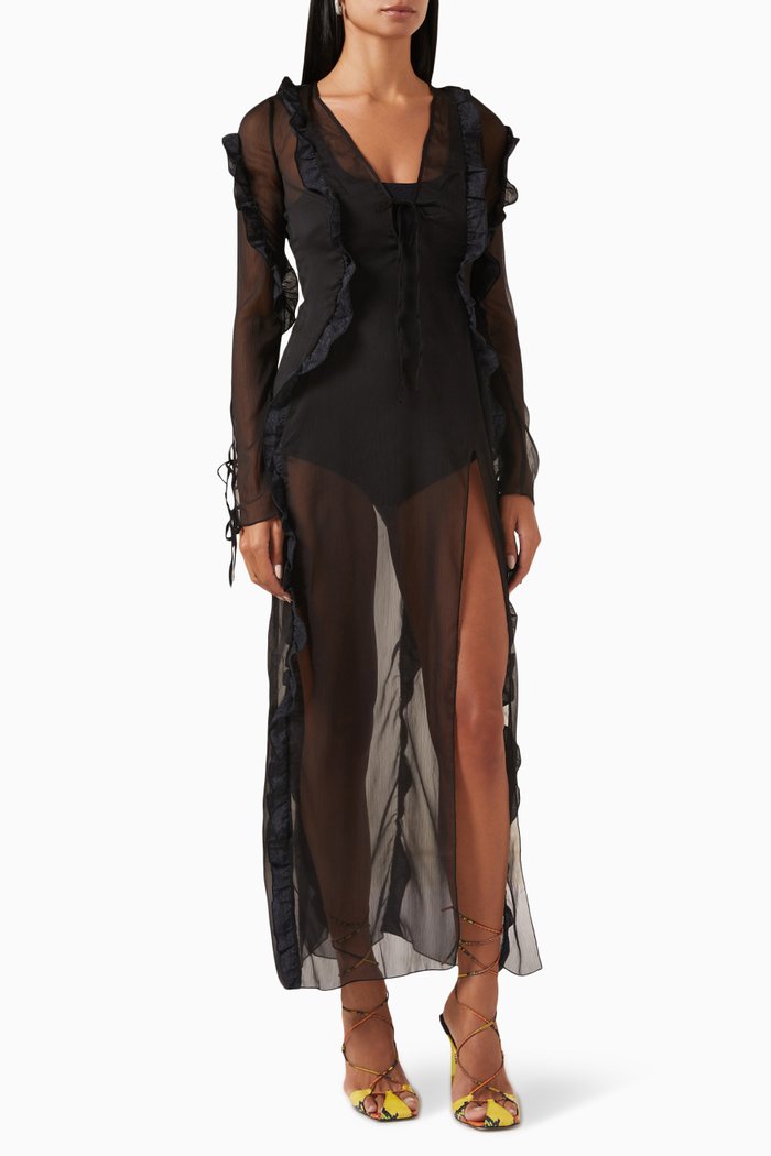 

Carpet Panel Dress in Chiffon, Black