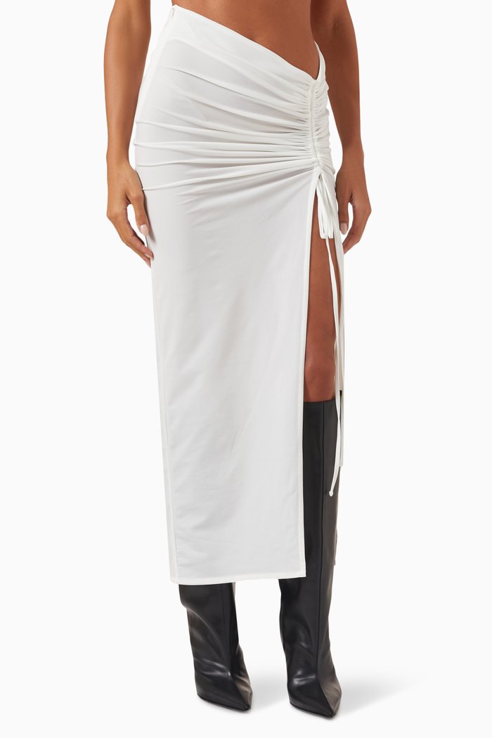 

001 Ruched Skirt, Neutral