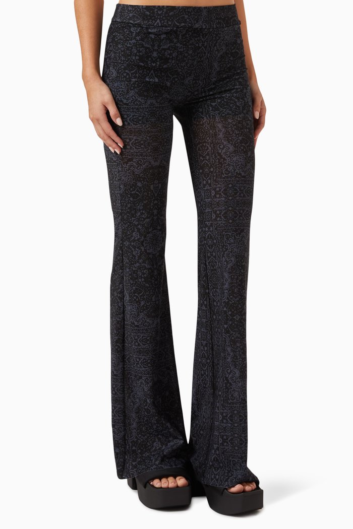 002 Flared Pants in Mesh, Black