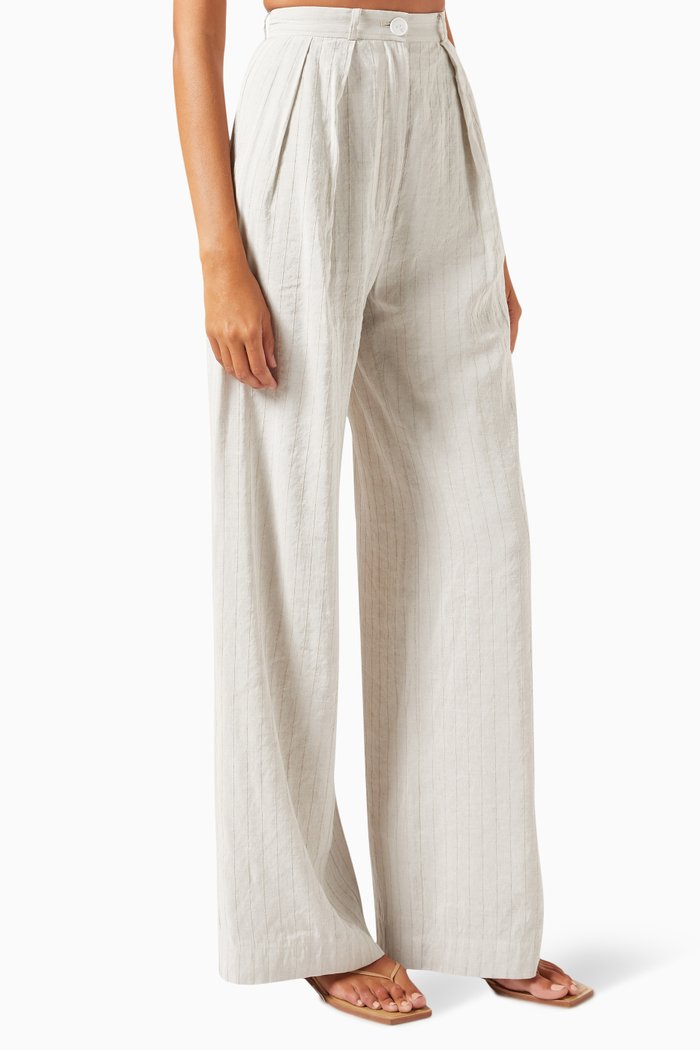

Pleated High-rise Pants in Viscose-linen Blend, Neutral