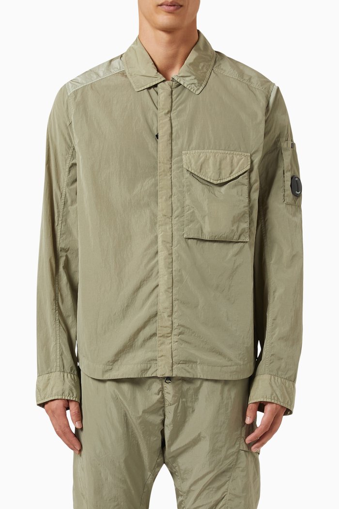 

Chrome R Zipped Overshirt in Nylon, Grey