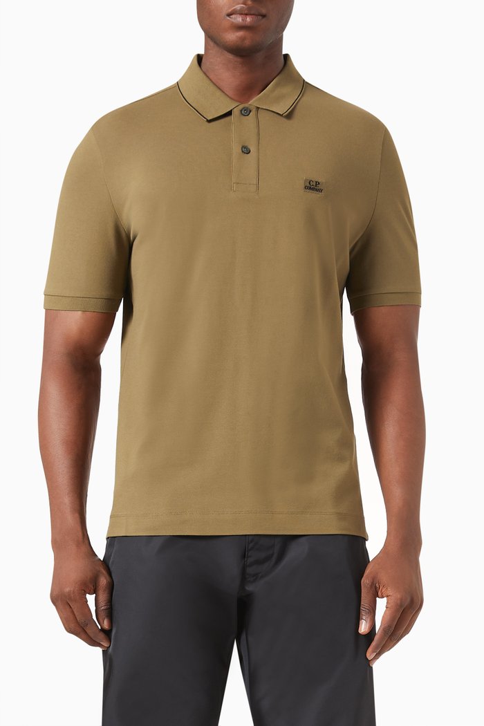 

Logo Patched Polo Shirt in Cotton Stretch, Neutral