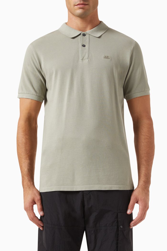 Logo Polo Shirt in Cotton-piqué, Grey