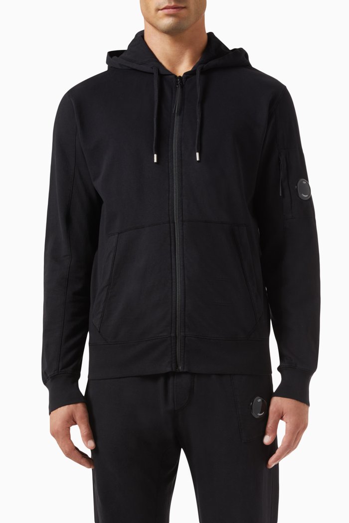 

Zip-up Hoodie in Fleece, Black