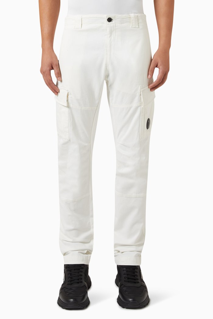 

Ergonomic Cargo Pants in Stretch-sateen, White