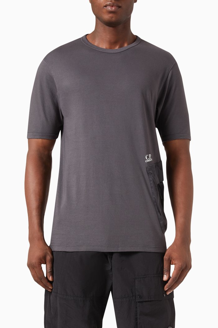 

Mixed Side Pocket T-shirt in Cotton-jersey, Grey