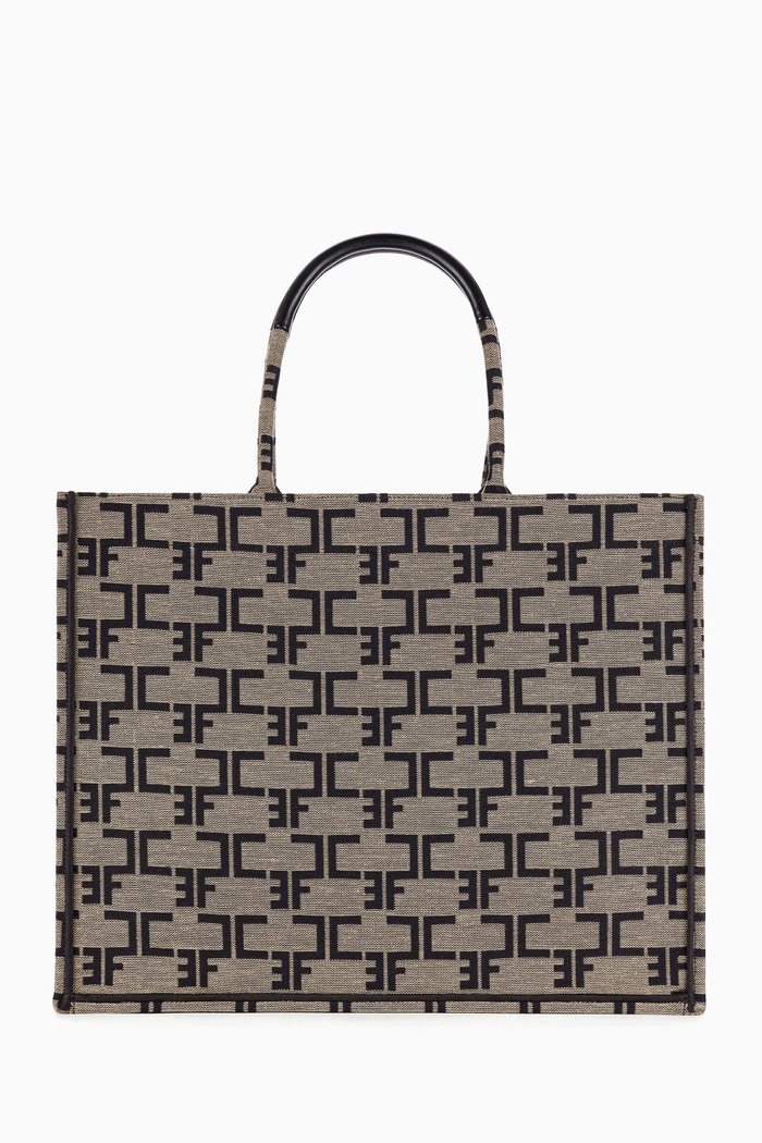 

Large Monogram Tote Bag in Jacquard, Blue