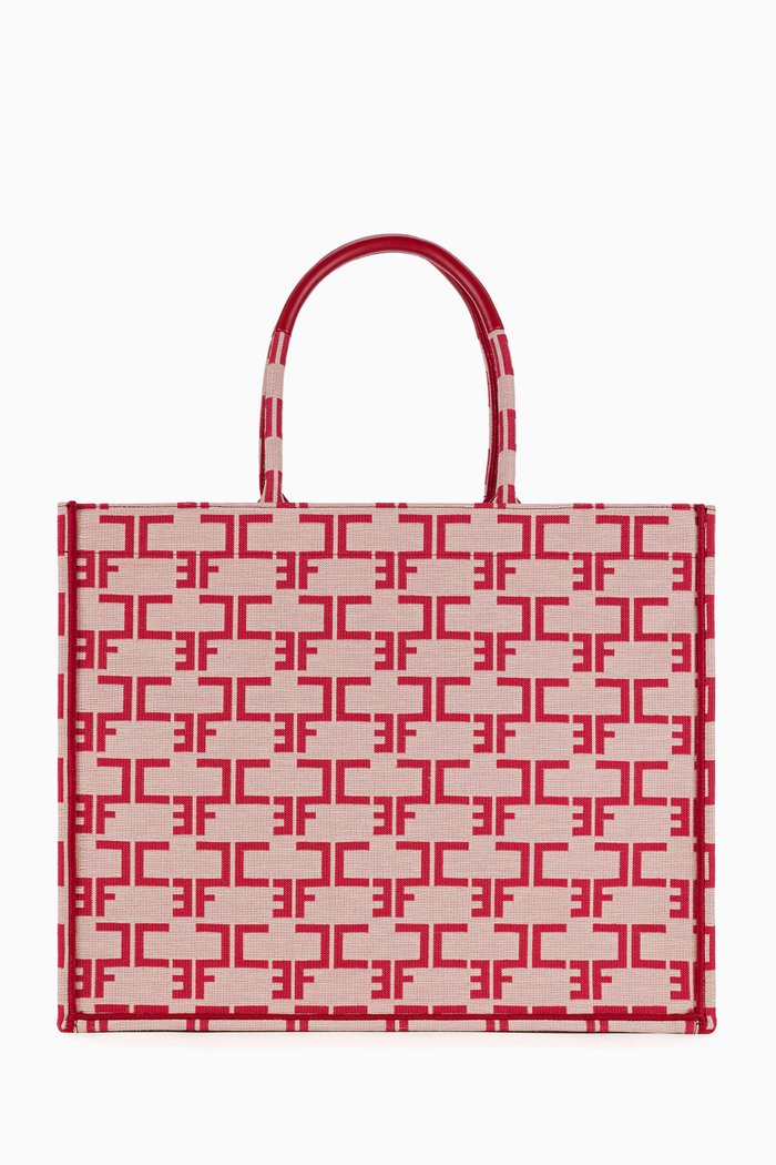 

Large Monogram Tote Bag in Jacquard, Red