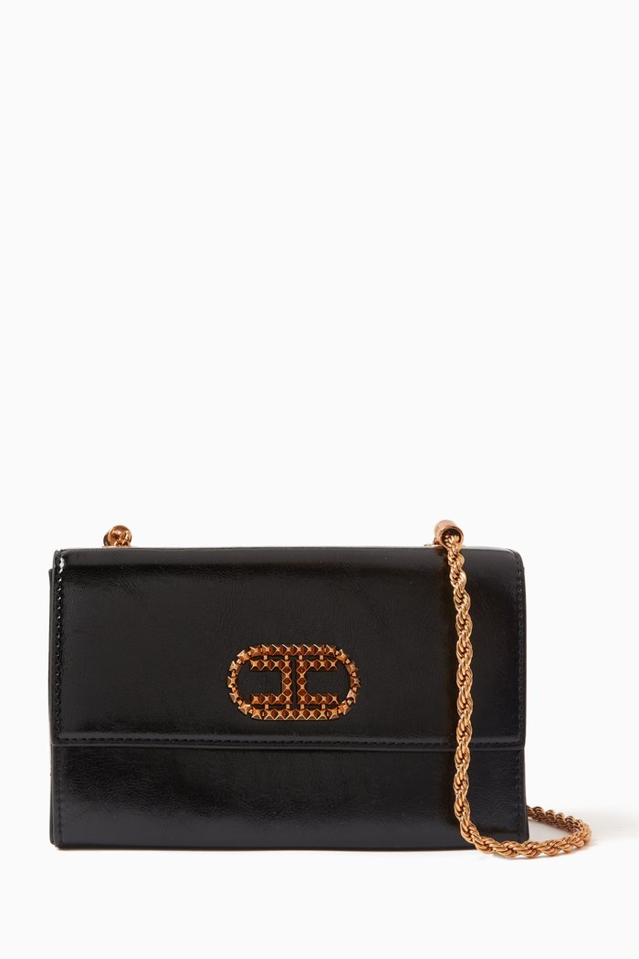 

Deep Night Crossbody Bag in Faux Leather, Black