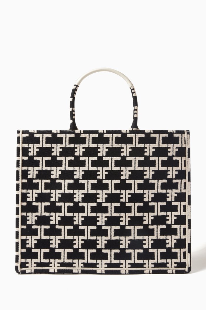 

Large Monogram Tote Bag in Jacquard, Black