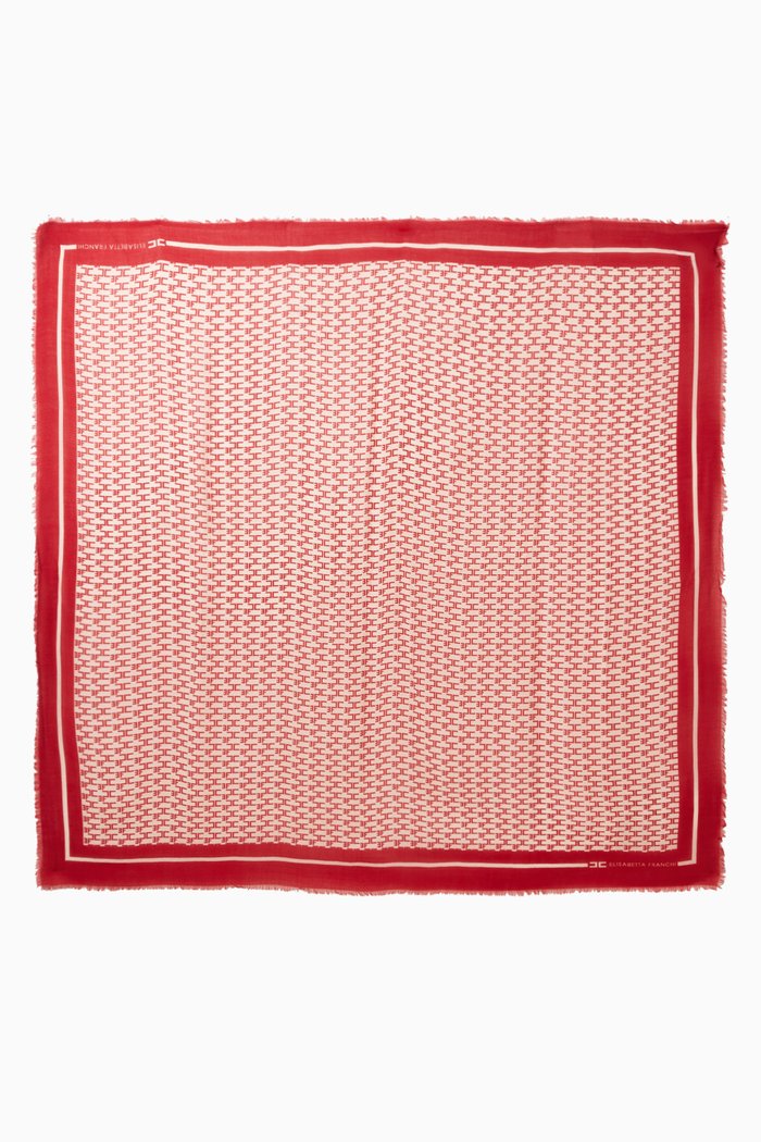 

Logo Monogram Scarf in Cashmere-silk Blend, Red
