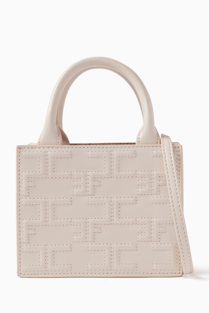 

Bold Mini Shopper in Embossed Leather, Neutral