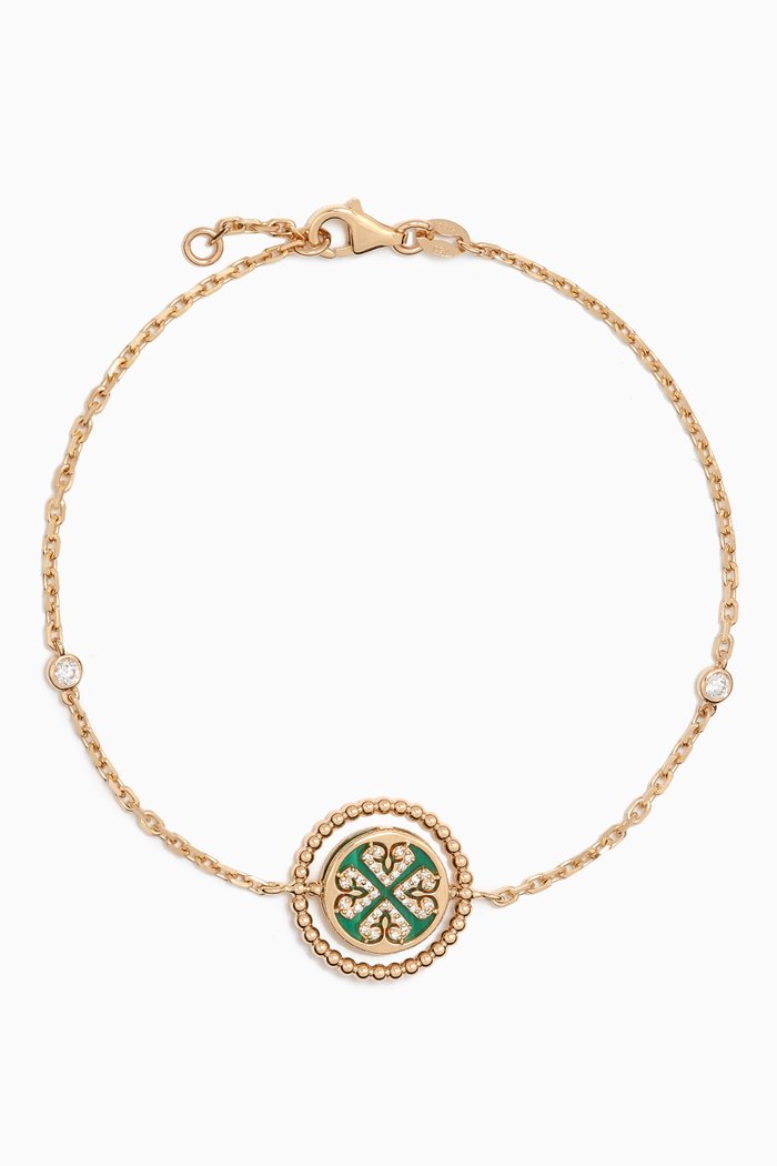 

Lace Lustrous Malachite & Diamond Bracelet in 18kt Yellow Gold