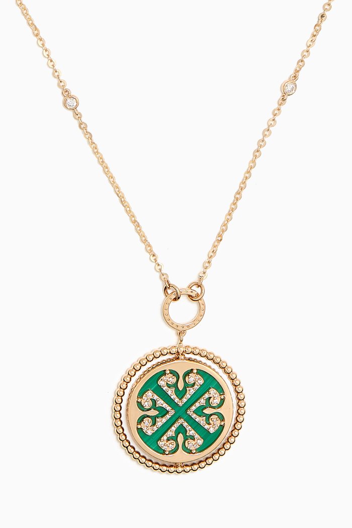 

Lace Lustrous Malachite & Diamond Necklace in 18kt Yellow Gold