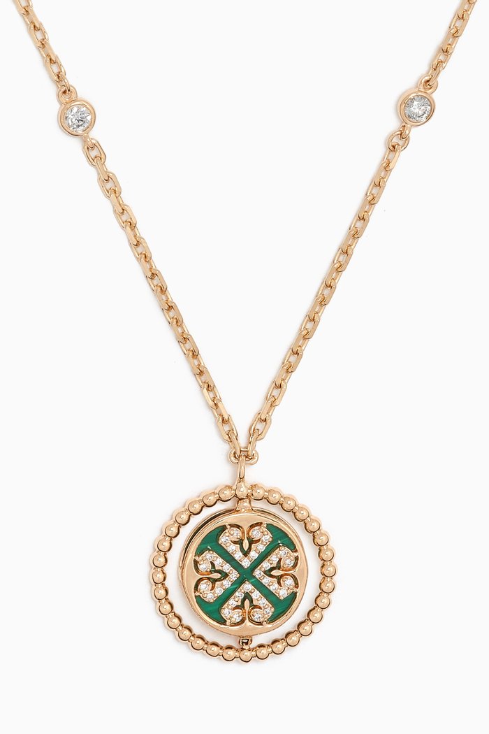 

Lace Lustrous Malachite & Diamond Necklace in 18kt Yellow Gold