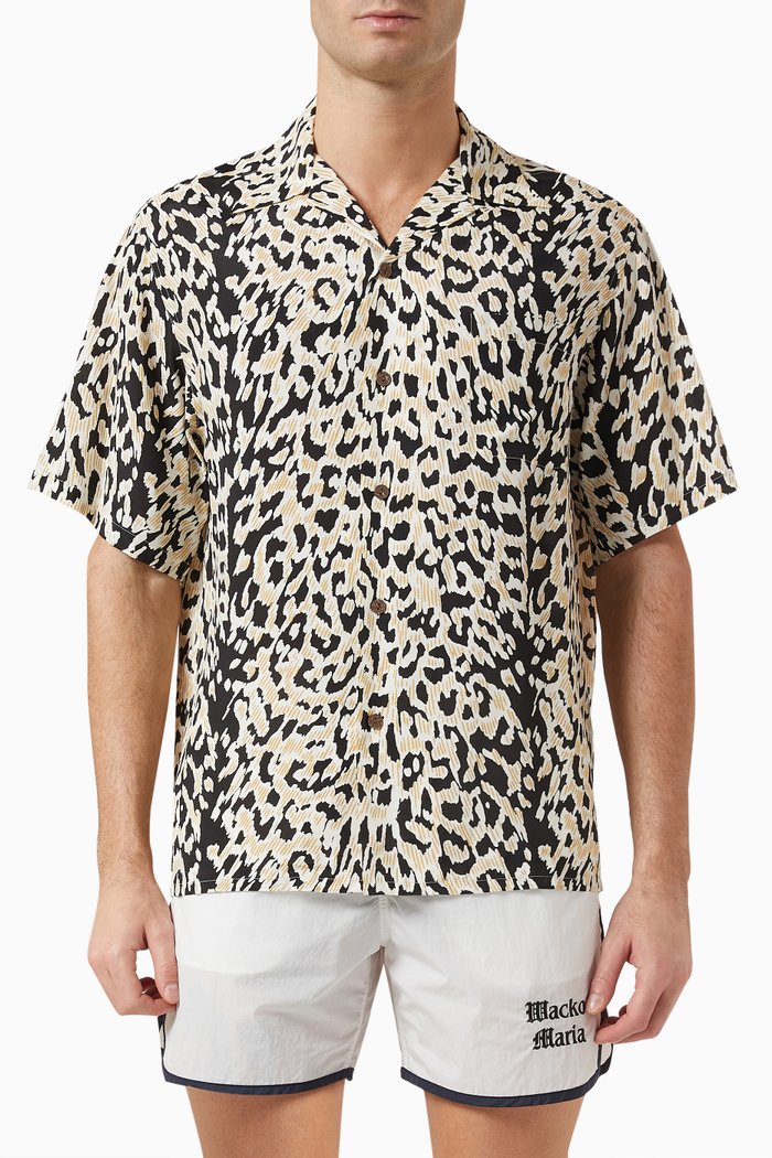 

Animal Print Hawaiian Shirt in Rayon, Multicolour