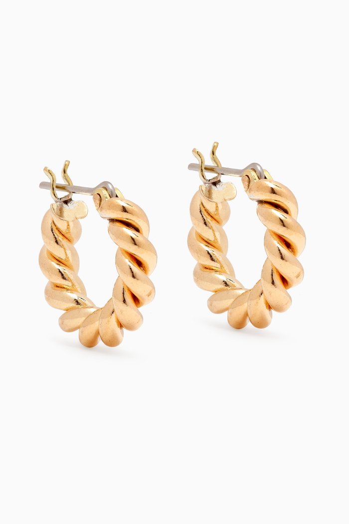

Mini Twist Hoop Earrings in Raw Brass, Gold
