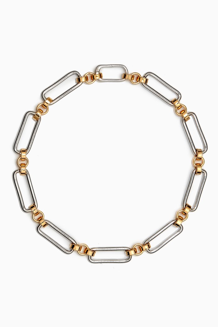 

Two Tone Stanza Necklace in 14kt Gold- & Platinum-plated Brass