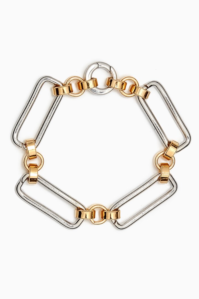 

Two Tone Stanza Bracelet in 14kt Gold & Platinum-plated Brass