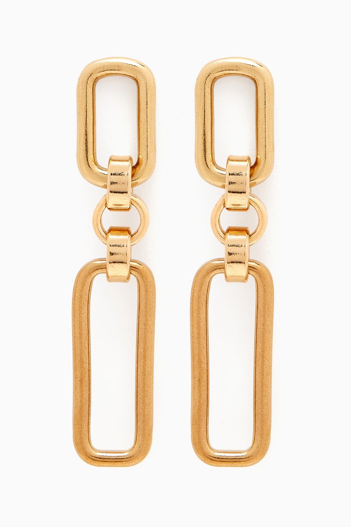 Stanza Earrings in Raw Brass, Gold