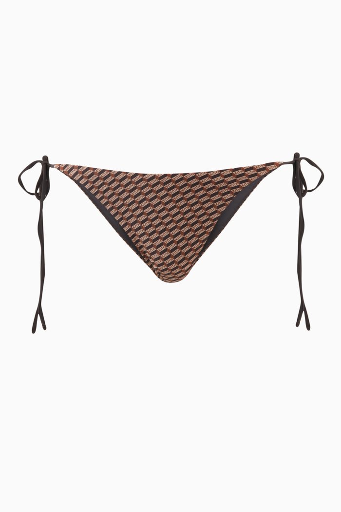 

Mae Monogram Tie Bikini Briefs, Brown