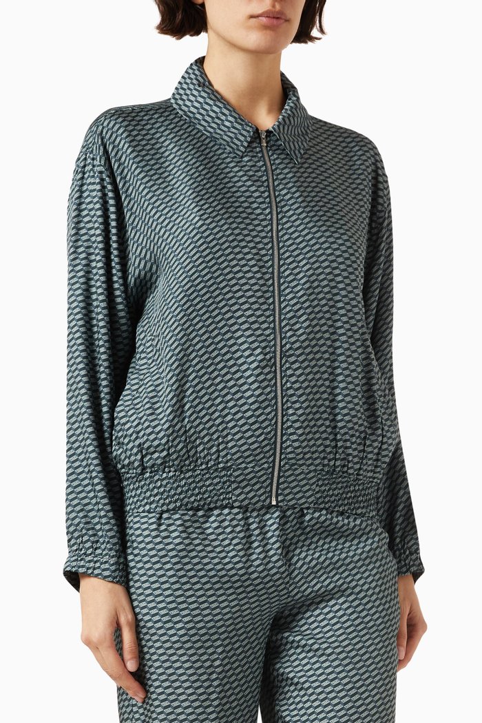 

Gesa Monogram Coach Jacket in Silk-blend, Blue