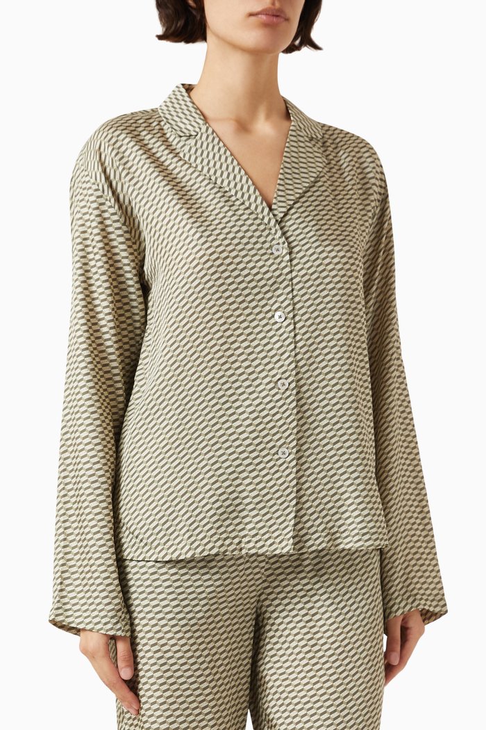 

Amalia Monogram Blouse in Silk-blend, Green