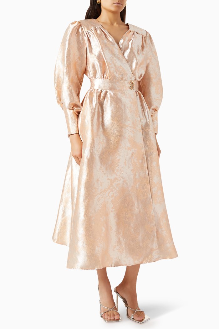 

Wrap Midi Dress in Satin, Multicolour
