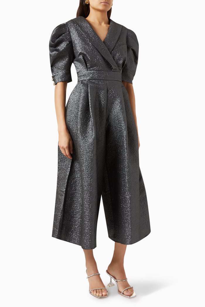 

Puff-sleeve Jumpsuit, Grey