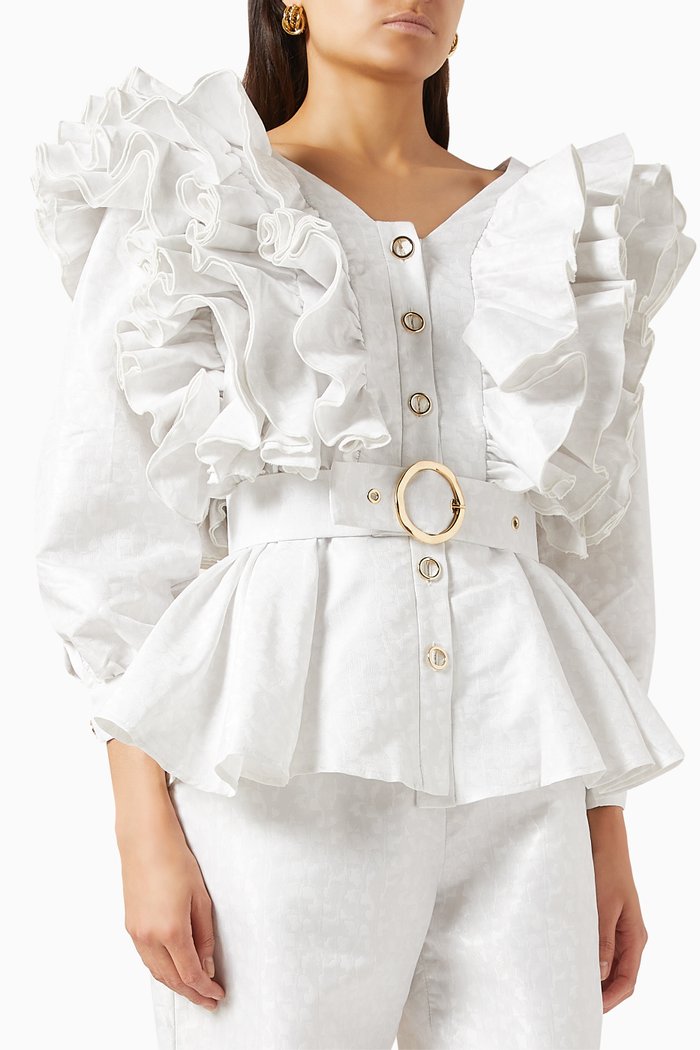 

Frill Belted Blouse, Neutral
