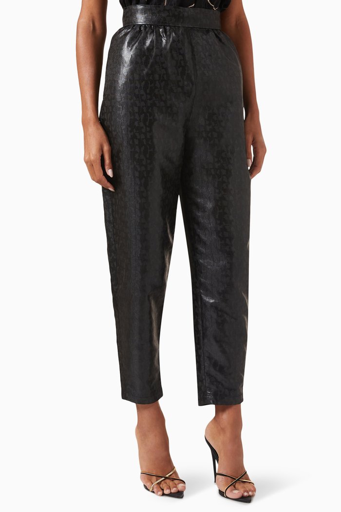 

High-rise Tapered Pants, Black