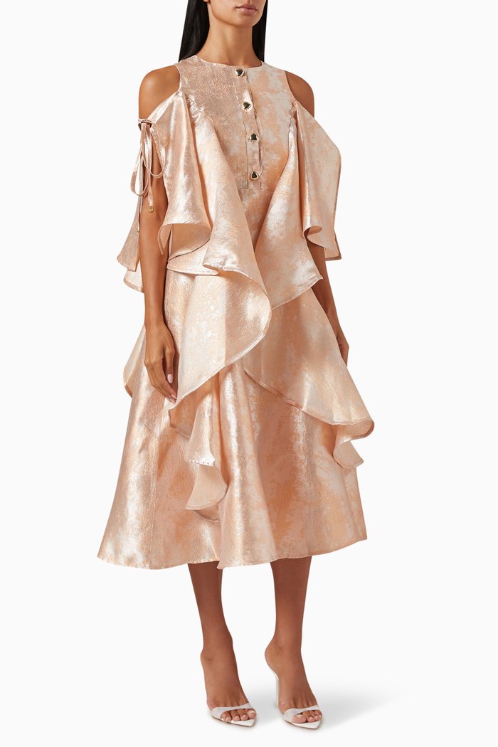 

Ruffled Midi Dress, Orange