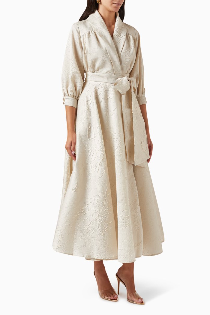 

Textured Wrap Dress, Neutral