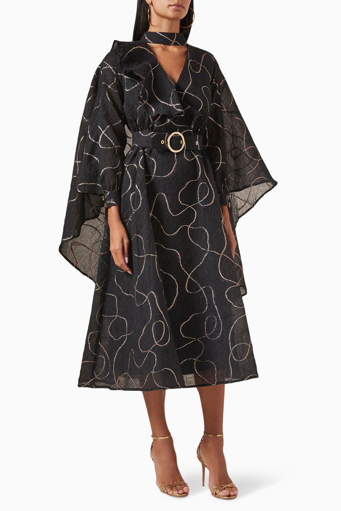 

Textured Midi Dress, Black