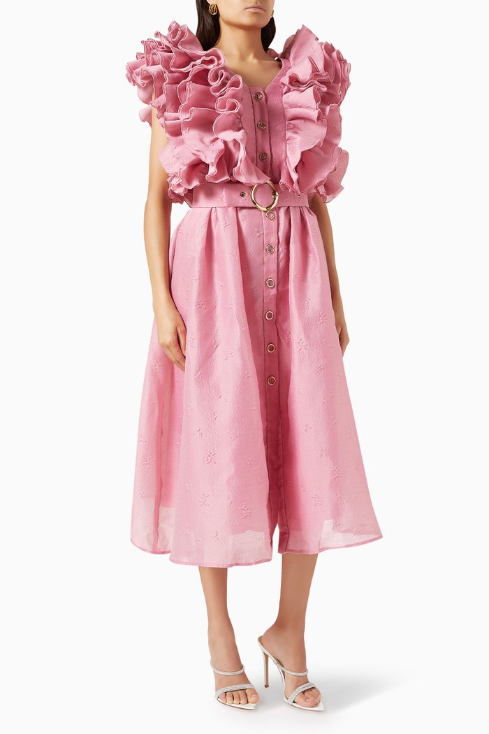 

Ruffle Midi Dress, Pink