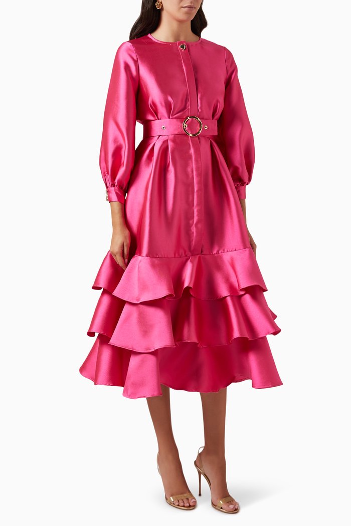 

Belted Midi Dress, Pink