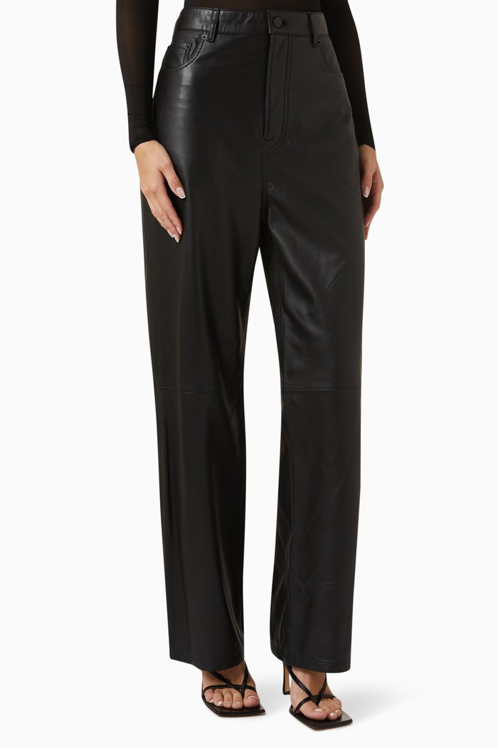 

Denim Style Pants in Lambskin Leather, Black