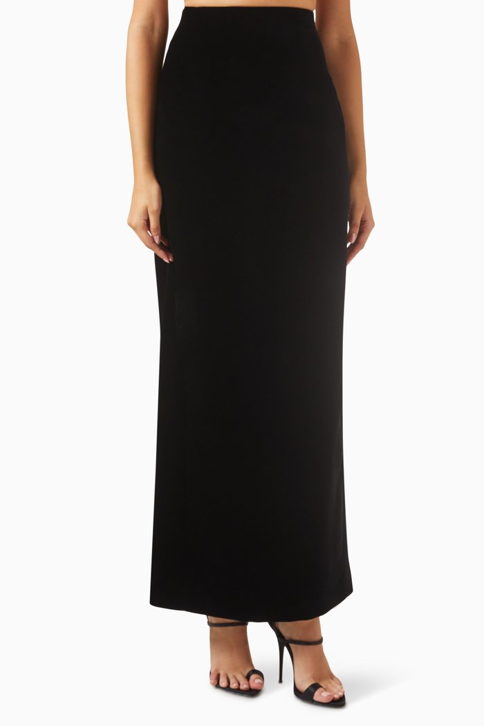 

Column Maxi Skirt in Velvet, Black