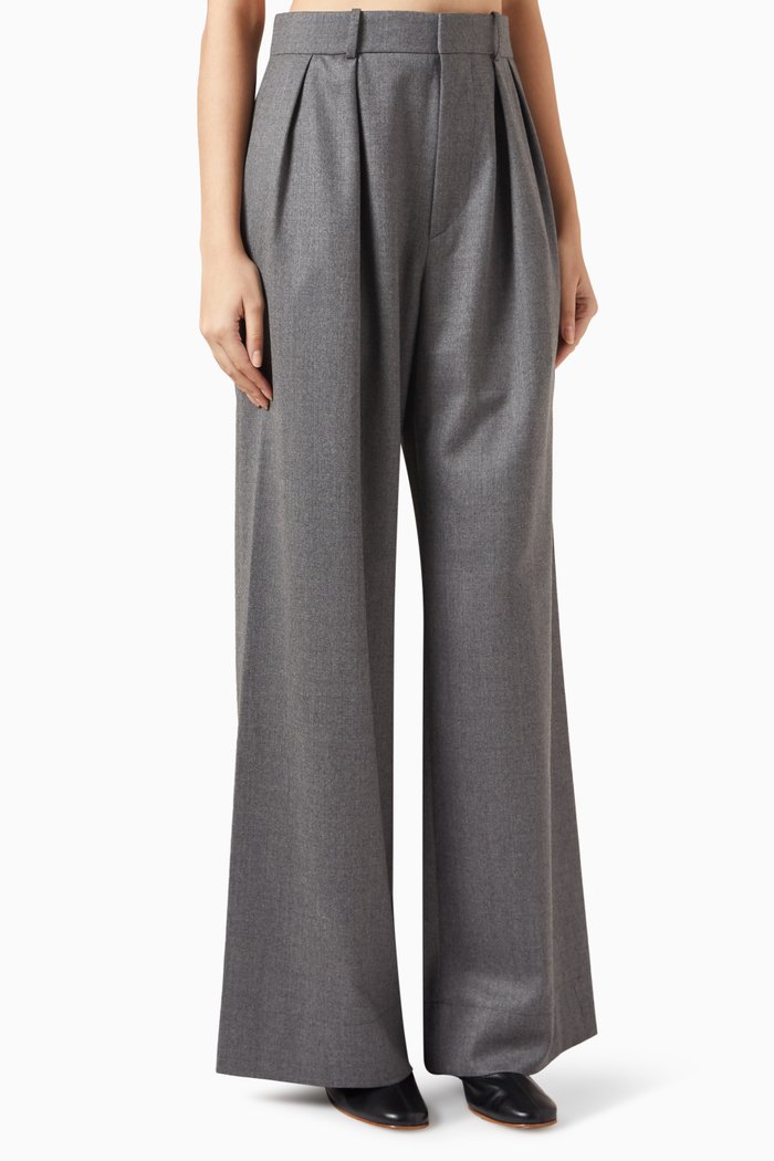 

Wide-leg Pants in Flannel, Grey