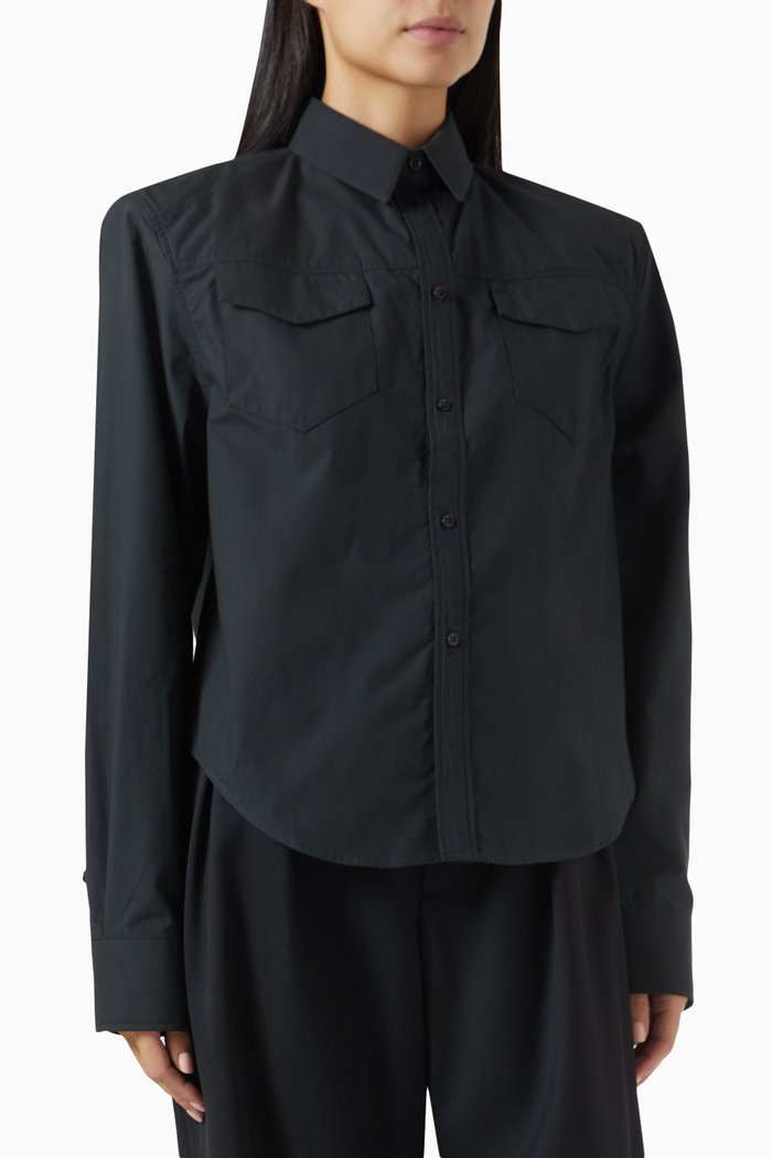 

Shoulder Pad Shirt in Cotton-poplin, Black