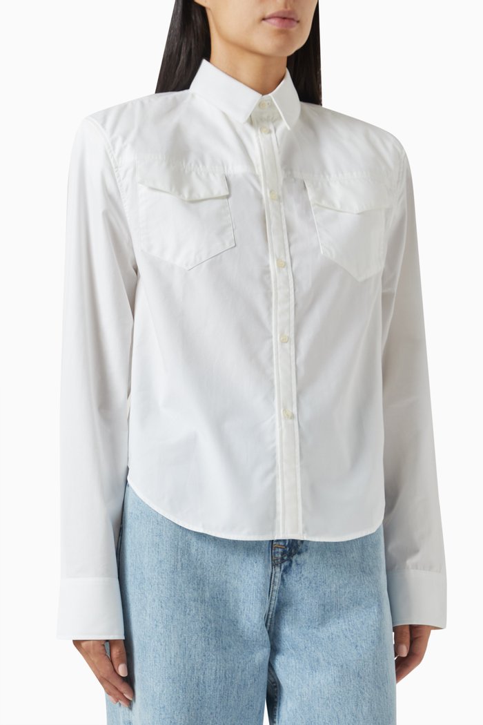 

Shoulder Pad Shirt in Cotton-poplin, White