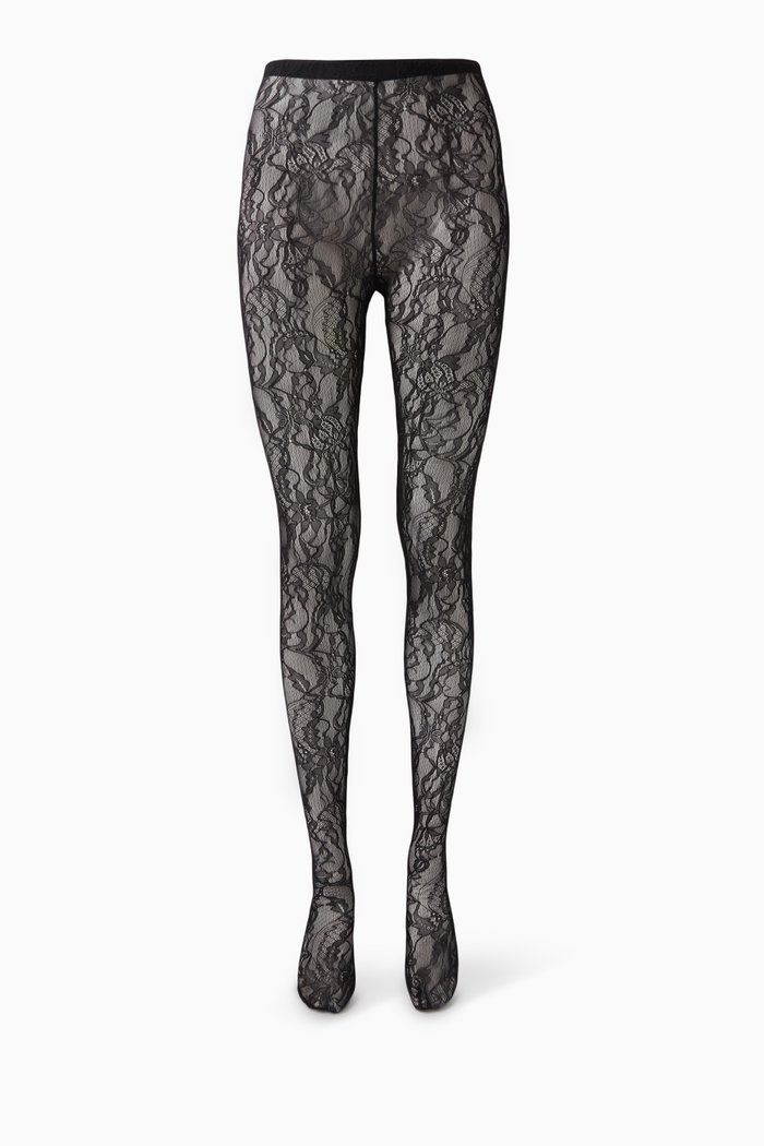 

Sheer Lace Tights, Black