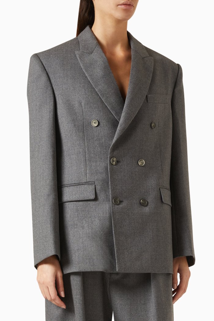 

Double-breasted Blazer in Flannel, Grey