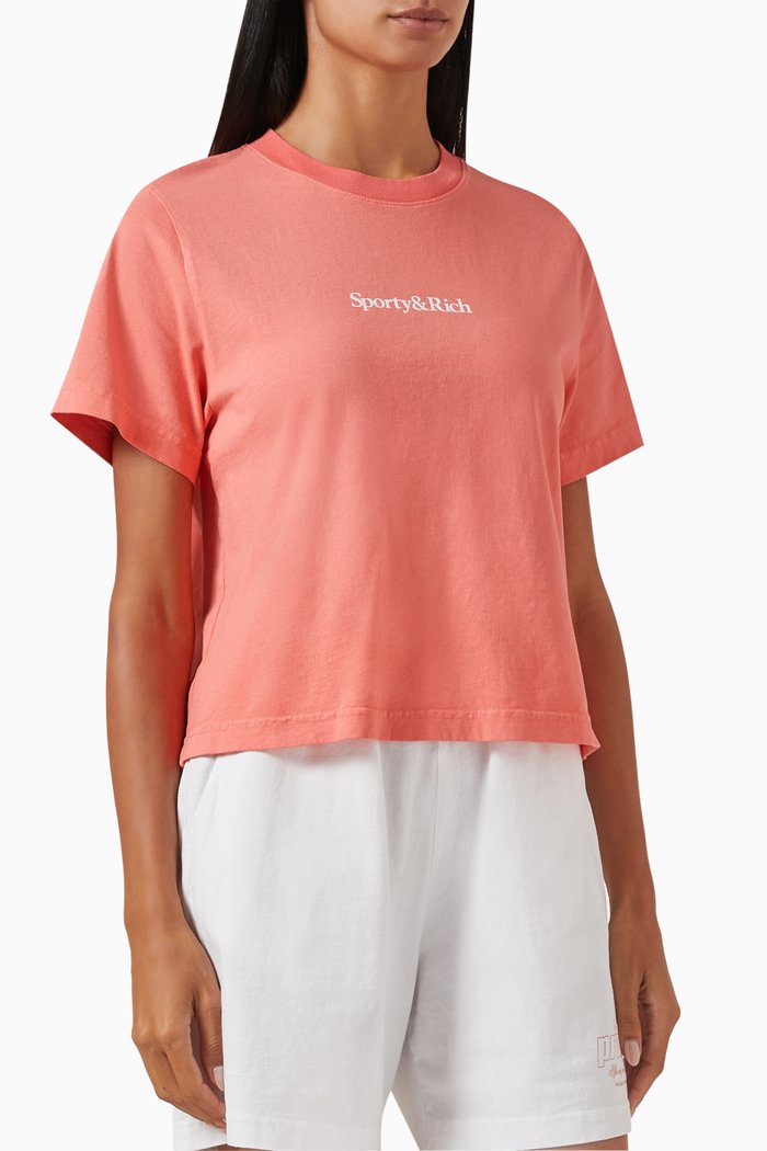 Drink More Water Crop T-shirt in Cotton, Pink