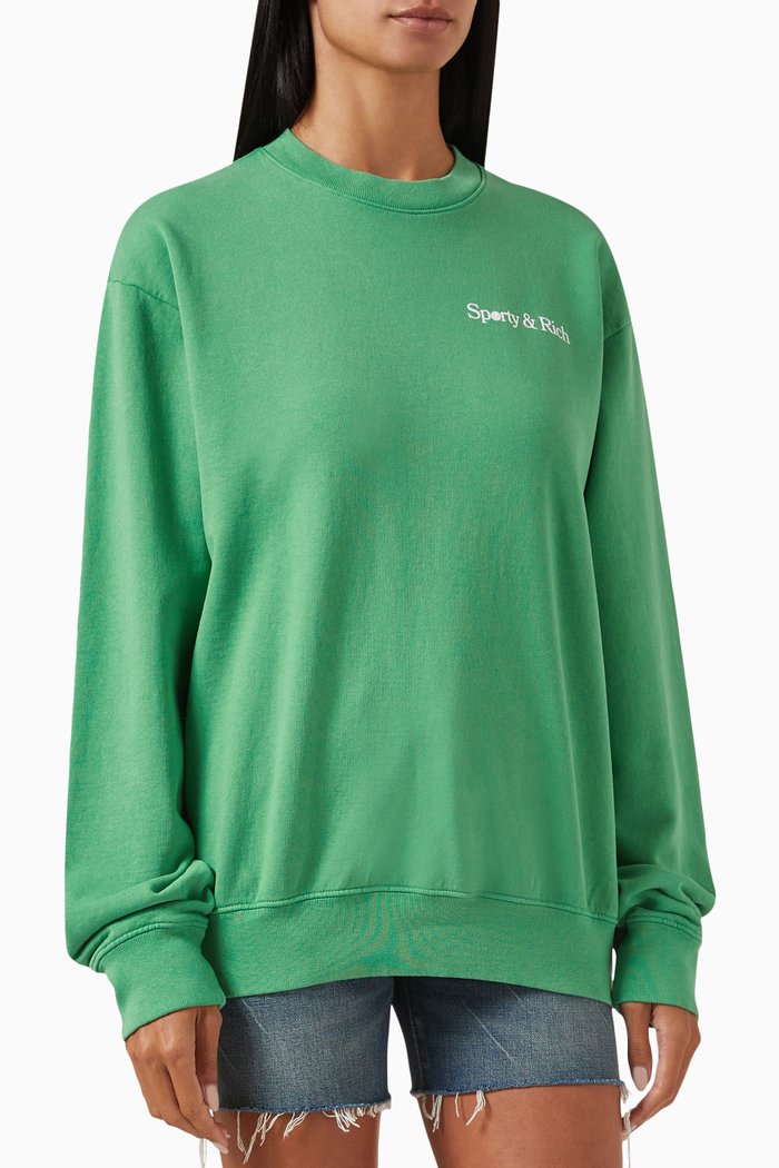 La Racquet Club Sweatshirt in Cotton, Green
